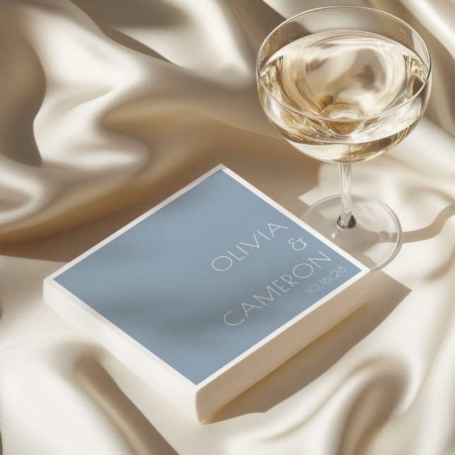Guardanapo De Papel Casamento Moderno Simples Personalizado Azul Derra (Criador carregado)