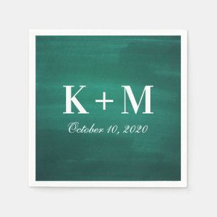 Guardanapo De Papel Casamento moderno verde-escuro. Esmeralda simples 