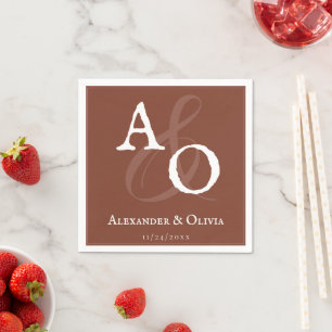 Guardanapo De Papel Casamento Monográfico Minimalista Laranja-Laranja 