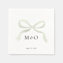 Casamento Monograma Aquarela com Laço Verde Sage M
