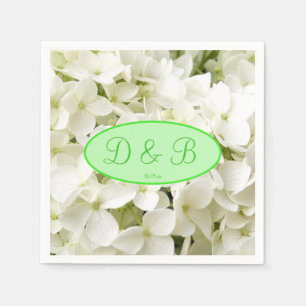 Guardanapo De Papel Casamento Monograma de Hydrangea Branca