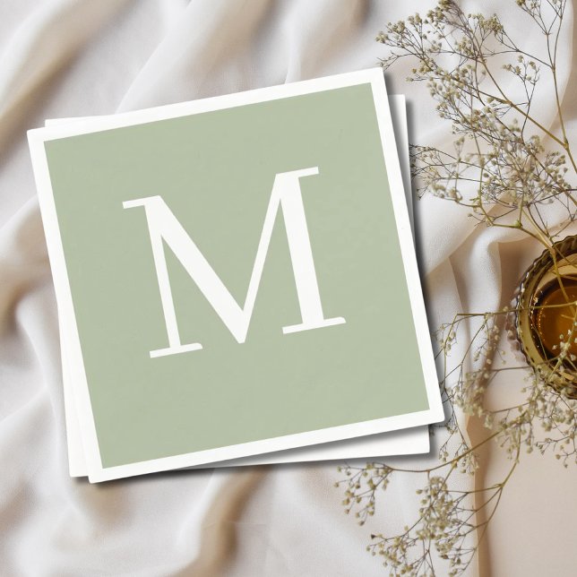 Guardanapo De Papel Casamento Monograma Design de Napkin Sage (Monogrammed Wedding Napkin Sage Design
)