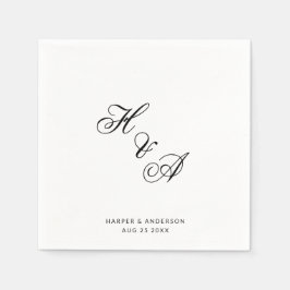 Guardanapo De Papel Casamento Monograma Moderno e Elegante em Caligraf