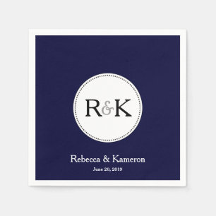 Guardanapo De Papel Casamento Monogrammed azul escuro