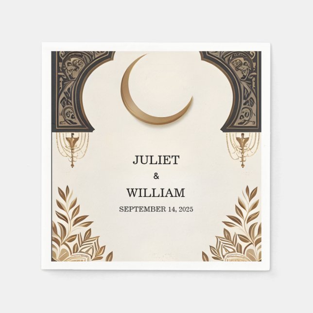 Guardanapo De Papel Casamento Muçulmano Henna Islam Nikah Arabic Walim (Frente)