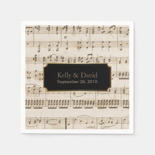 Guardanapo De Papel Casamento musical elegante das folhas de música d