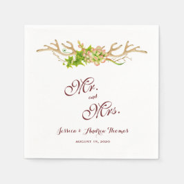 Guardanapo De Papel Casamento na moda Rustic Antlers & Wildflower