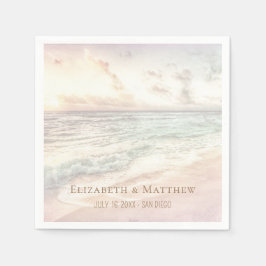 Guardanapo De Papel Casamento na Praia do Pôr do Sol | Casamento à Bei