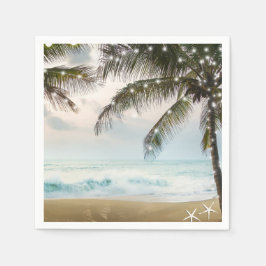 Guardanapo De Papel Casamento na Praia Tropical com Palmeiras e Luzes