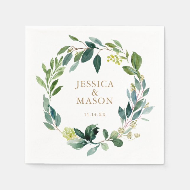 Guardanapo De Papel Casamento Napkin Greenery Cocktail Napkin (Frente)