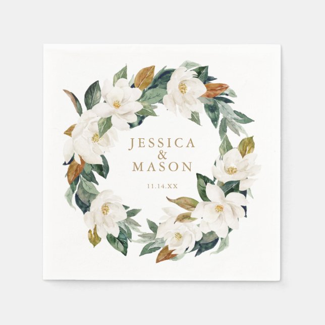 Guardanapo De Papel Casamento Napkin Greenery Magnolia Napkin (Frente)