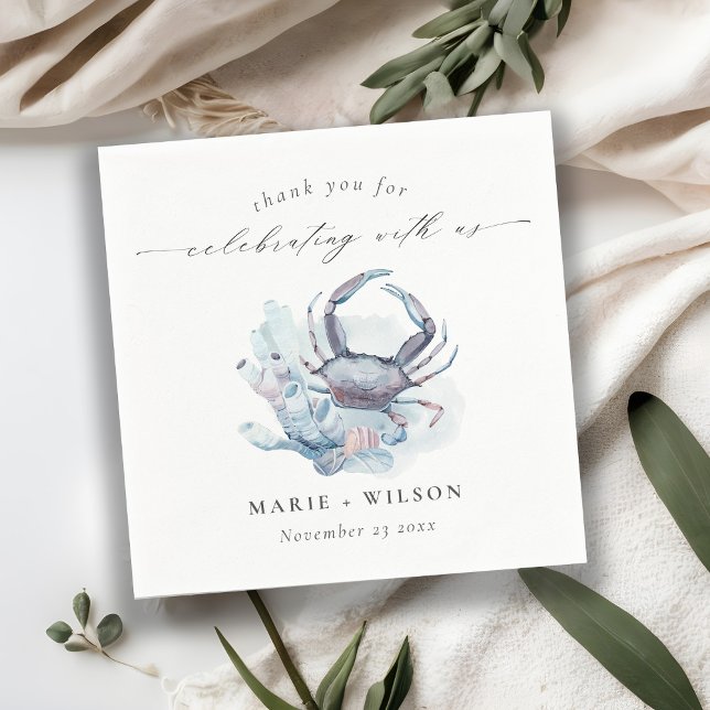 Guardanapo De Papel Casamento Náutico de Caranguejo Submarino Reunido (Criador carregado)