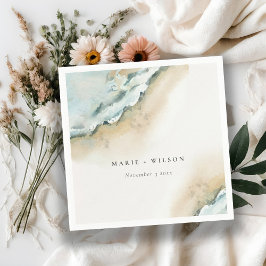 Guardanapo De Papel Casamento Náutico na Praia das Ondas Costeiras de 