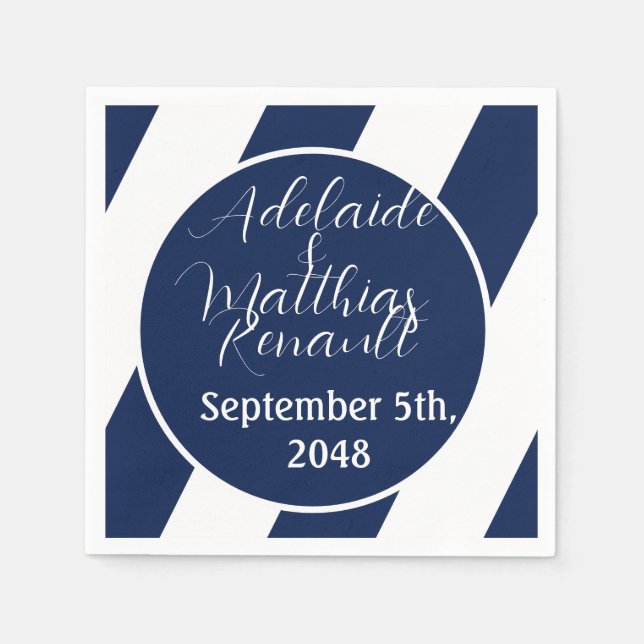 Guardanapo De Papel Casamento Náutico Náutico Elegante - Marinho Azul, (Frente)