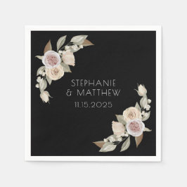 Guardanapo De Papel Casamento Negra Botânica, Rosa, Rosa-Rosa Dusty