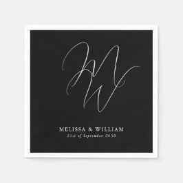 Guardanapo De Papel Casamento Negra Moderno de Monograma Chic