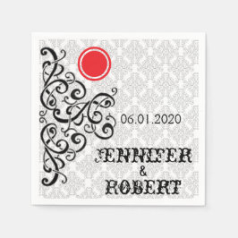 Guardanapo De Papel Casamento Negra Moderno e Napkin Vermelho Napkin