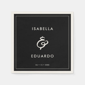 Guardanapo De Papel Casamento negro contemporâneo