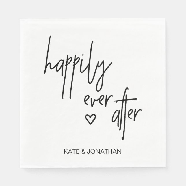 Guardanapo De Papel Casamento Negro e Branco Coquetel Napkins (Frente)