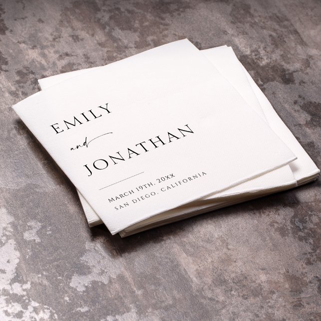 Guardanapo De Papel Casamento Negro e Branco Elegante (Criador carregado)