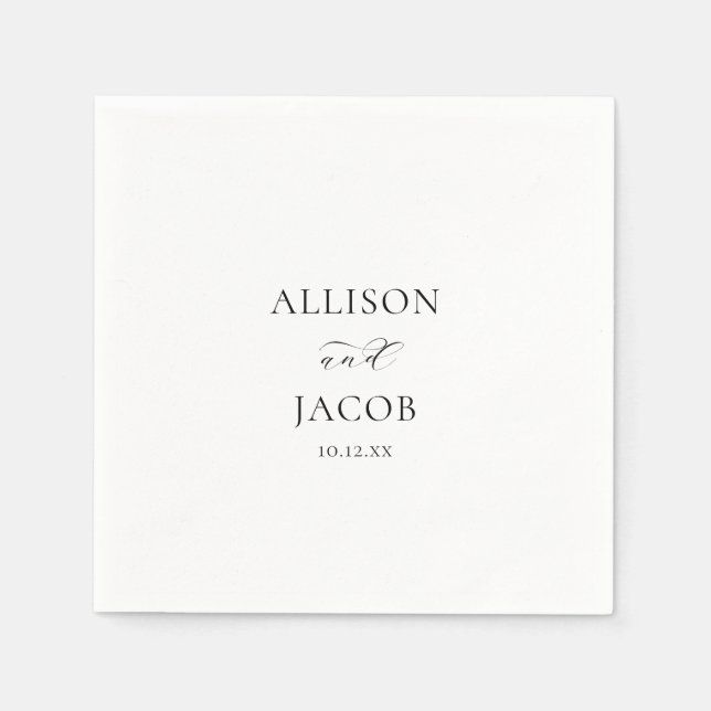 Guardanapo De Papel Casamento Negro e Branco Elegante (Frente)