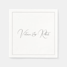 Guardanapo De Papel Casamento Negro e Branco Elegante Moderno