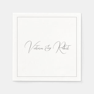 Guardanapo De Papel Casamento Negro e Branco Elegante Moderno