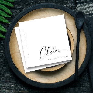 Guardanapo De Papel Casamento Negro e Branco minimalista de animação m