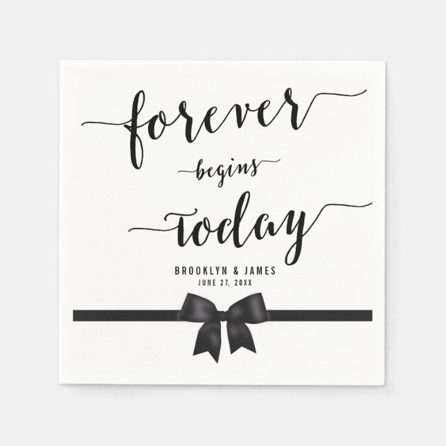 Guardanapo De Papel Casamento Negro E Branco Nápoles Com Arco (Frente)