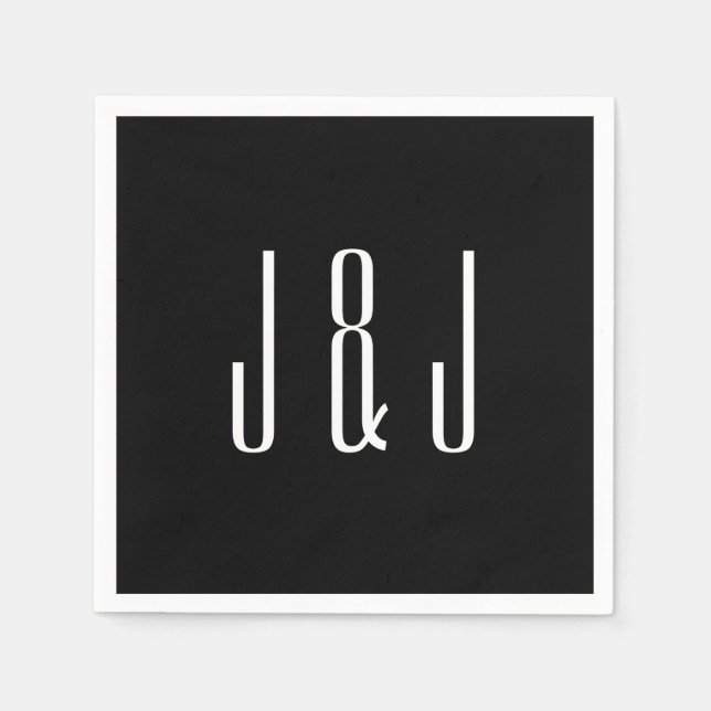 Guardanapo De Papel Casamento Negro Plano Moderno (Frente)