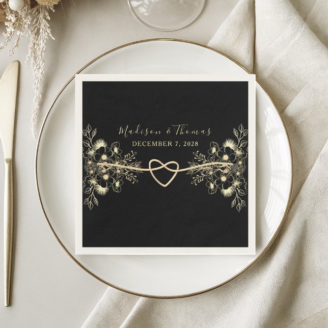 Guardanapo De Papel Casamento Negro Romântico Napkins (Criador carregado)