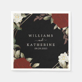 Guardanapo De Papel Casamento negro Romântico vermelho Profundo rosa F