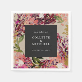 Guardanapo De Papel Casamento Negro Rosa-Rosa-Quente-Buquê Romântico