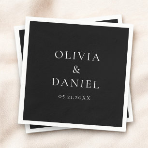 Guardanapo De Papel Casamento Negro Simples e Minimalista Moderno