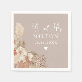 Guardanapo De Papel Casamento Neutros com Grama de Pampas Boho