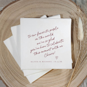 Guardanapo De Papel Casamento no Estilo de Bilhete de Amor Escrito à M
