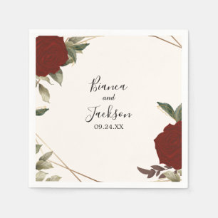 Guardanapo De Papel Casamento no inverno floral de rosa vermelha profu