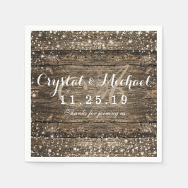 Guardanapo De Papel Casamento no inverno Rustic Barn Wood Snowflakes