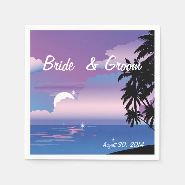 Guardanapo De Papel Casamento Noturno Tropical (Frente)