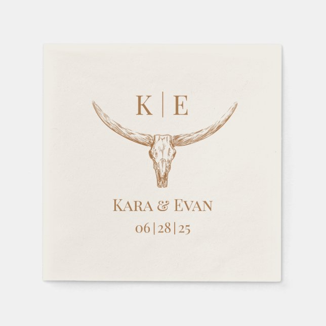 Guardanapo De Papel Casamento Ocidental Elegante Personalizado Napkins (Frente)