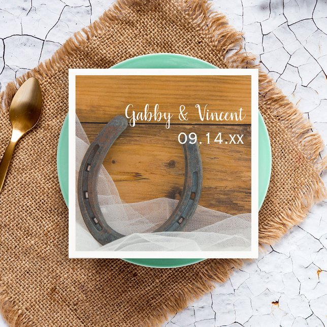 Guardanapo De Papel Casamento Ocidental no País da Ferradura e do Véu (Criador carregado)