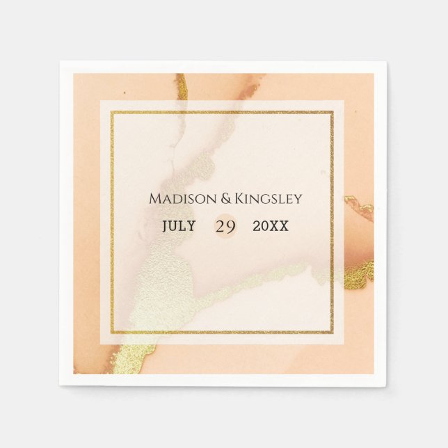 Guardanapo De Papel Casamento 💡 Óleo Coral Moderno (Frente)