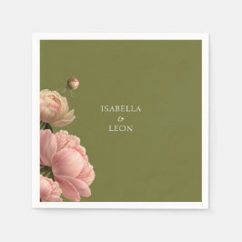 Guardanapo De Papel Casamento Olive Green & Rosa