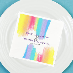 Guardanapo De Papel Casamento Orgulho gay de Rainbow Watercolor LGBTQ