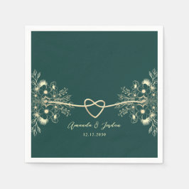 Guardanapo De Papel Casamento Ouro Verde Esmeralda