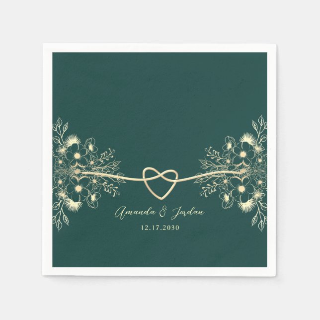 Guardanapo De Papel Casamento Ouro Verde Esmeralda (Frente)