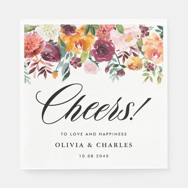 Guardanapo De Papel Casamento outono de Autumn Blooms Garland (Frente)