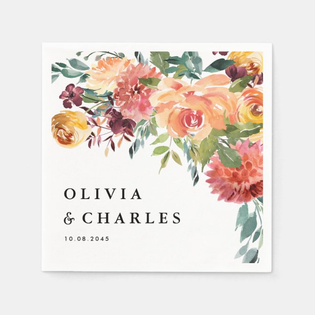 Guardanapo De Papel Casamento outono de Buquês de Autumn Blooms (Frente)
