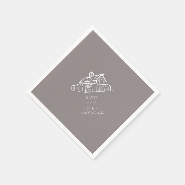 Guardanapo De Papel Casamento outono de Cinza Rustic Barn Ametyst (Canto)