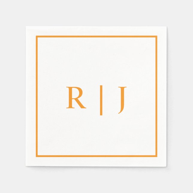 Guardanapo De Papel Casamento outono de outono de Monogramas de laranj (Frente)